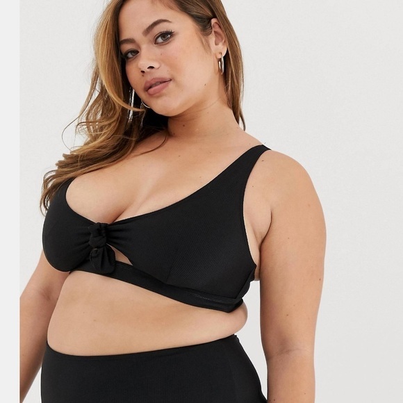 Asos Curve 16 Wolf and whistle exclusive bunny tie cut out swim top bikini - Picture 3 of 12
